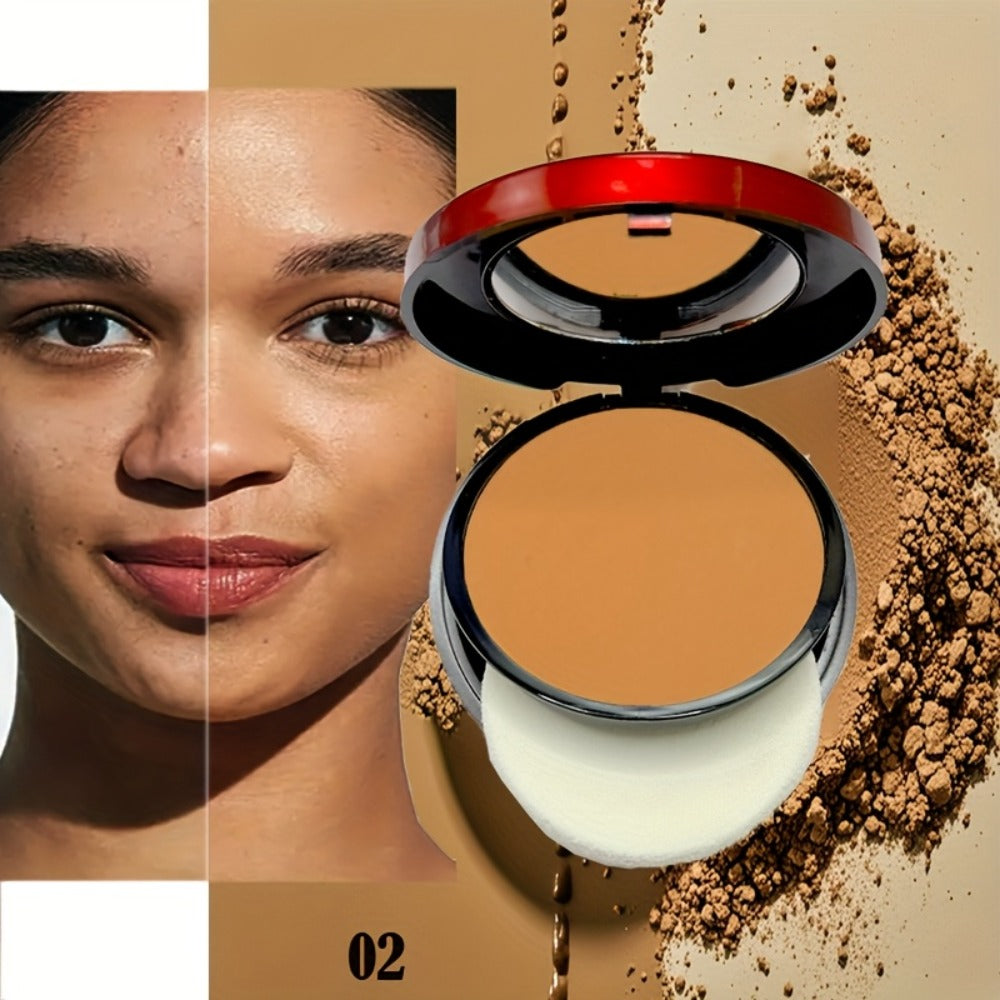 Contour & Foundation Powder Palette 6 Shades Matte Full Coverage Oil Control Waterproof Blush Bronzer Highlighter with Blending Puff Light to Dark Natural Finish