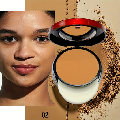 Contour & Foundation Powder Palette 6 Shades Matte Full Coverage Oil Control Waterproof Blush Bronzer Highlighter with Blending Puff Light to Dark Natural Finish