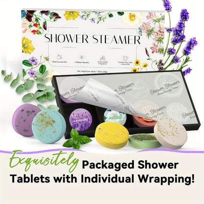 Shower Steamers Aromatherapy 6pcs Essential Oil Shower Tablets Eucalyptus Lavender Mint Citrus Jasmine Grapefruit Natural Spa Shower Bombs Self Care Gift for Women Men Bath Tablets