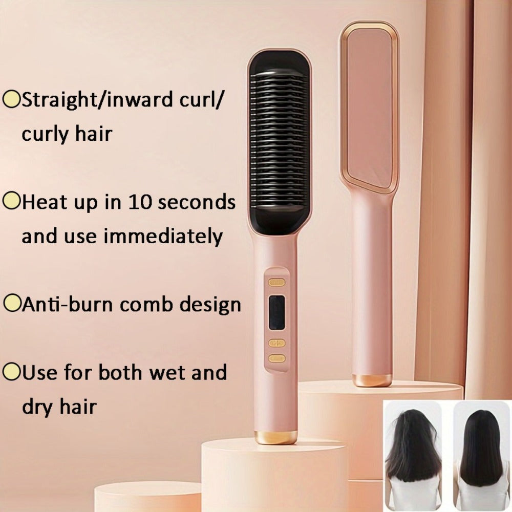 2in 1 Wet and Dry Hair Straightener, Portable Hair Straightener Curler, Fast and Adjustable Temperature, Suitable for Home Use and Travel