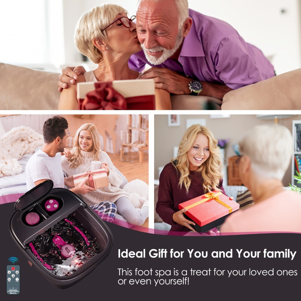 Remote Temperature Control Collapsible Foot Spa. Foot Bath with Heat, Bubble And Massager, Foot Spa Tub with 3 Pedicure Attachments, Foot Soak Tub with Handle. Best Gift for Women Or Mon. Best Mothers Day Gifts