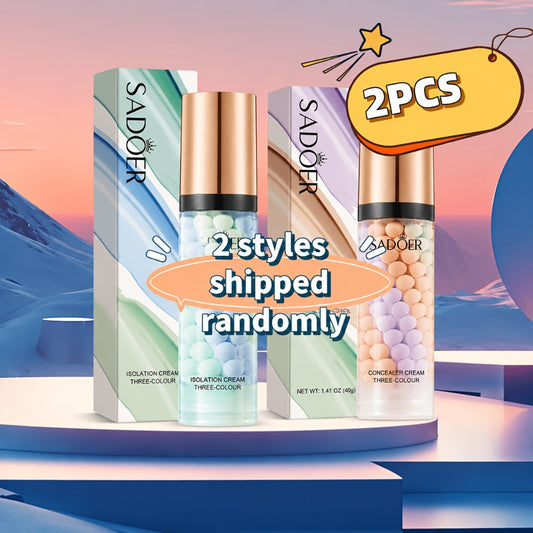 2pcs 3-in-1 Multi-color Protective Primer - 8-hour Long-lasting Makeup, Moisturizing And Non-greasy Semi-sheer Foundation, Creates Smooth Skin, Suitable for All Skin Types, Perfect for Makeup Base, Great Gift for Women, Random Style