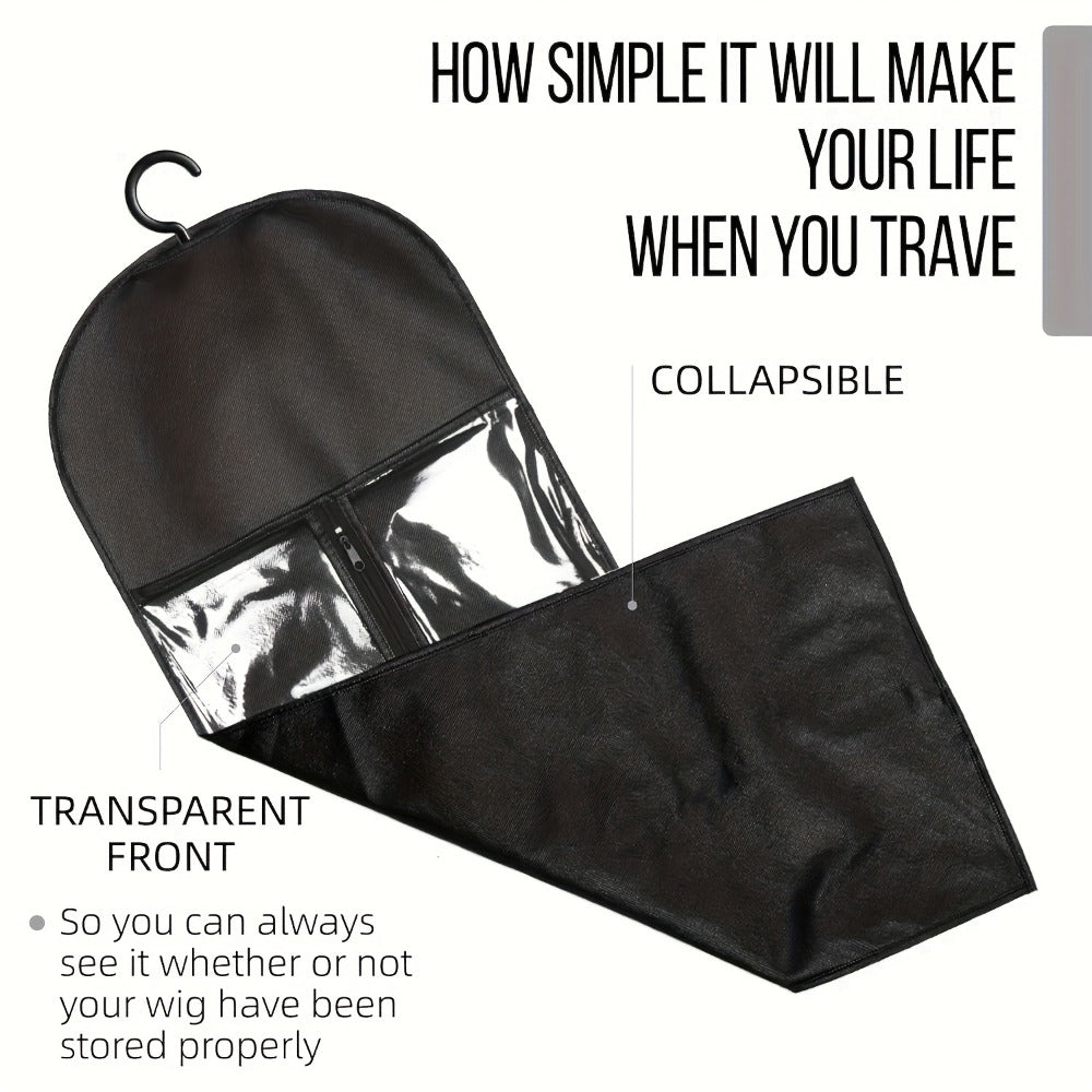 Wig Storage Bags with Hangers 6 Pack Dustproof Large Capacity Wig Organizer Bag Set Zipper Closet Hanging Bag for Wigs Hair Extensions Accessories Travel Salon Home Black