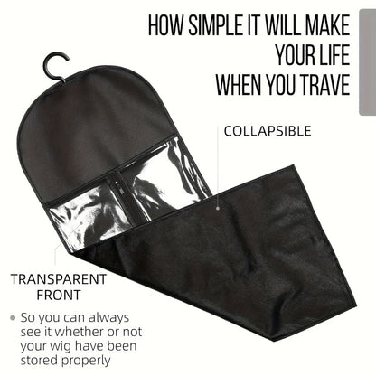 Wig Storage Bags with Hangers 6 Pack Dustproof Large Capacity Wig Organizer Bag Set Zipper Closet Hanging Bag for Wigs Hair Extensions Accessories Travel Salon Home Black