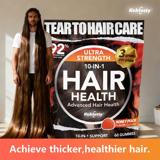 [Hair Care Gummies] Throat Hair Care Gummies, Nourish Thinning Hair And Promote Hair Thickness. Contains Vitamin C, Biotin, Ginger, And Collagen Complex. for Fuller, Thicker Hair. Suitable for Both Women And Men. Peach Flavor - 90 Gummies (30-Day Supply)