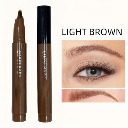 Eyebrow Pencil 2-Pack Multi-Fork Tip – Waterproof 4 Color Brow Pen for Natural Hair Stroke Effect, Hairline Filler & Long-Lasting Wear