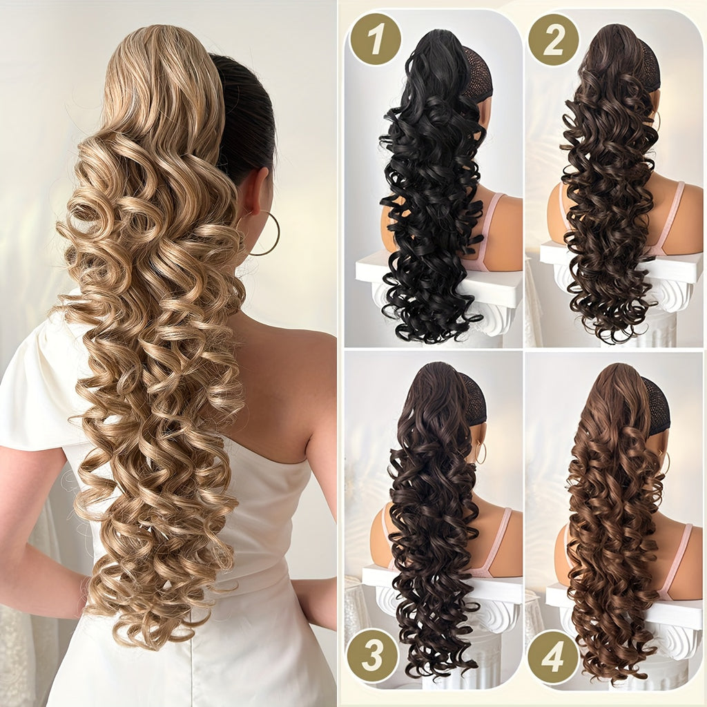 A 28-Inch Long Curly Ponytail Made of Heat-Resistant Synthetic Fiber, Typically Worn by Women for Everyday Occasions And Holidays.