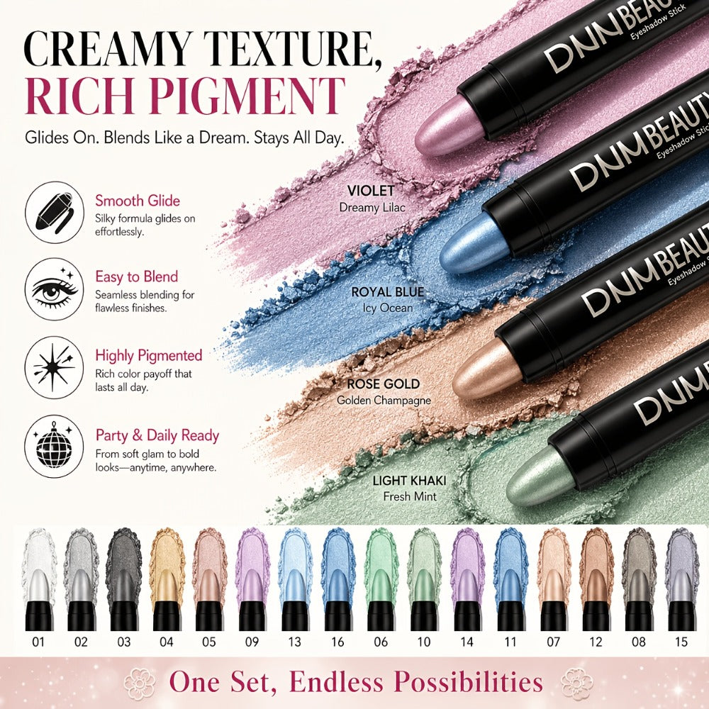 Eyeshadow Stick Set 16 Colors Highly Pigmented Waterproof Matte & Shimmer Eye Makeup Pencil Kit - Blendable Crease-Proof Long-Lasting Eye Crayon for Women Beginners Daily & Glam Looks