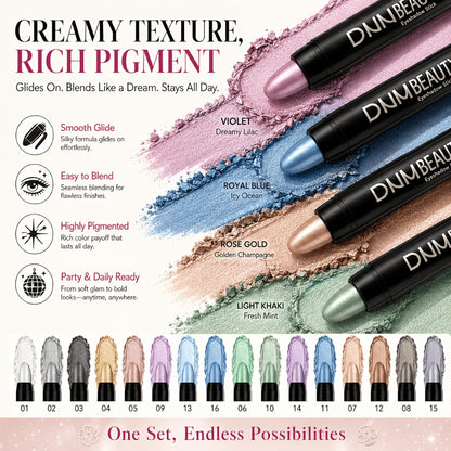 Eyeshadow Stick Set 16 Colors Highly Pigmented Waterproof Matte & Shimmer Eye Makeup Pencil Kit - Blendable Crease-Proof Long-Lasting Eye Crayon for Women Beginners Daily & Glam Looks