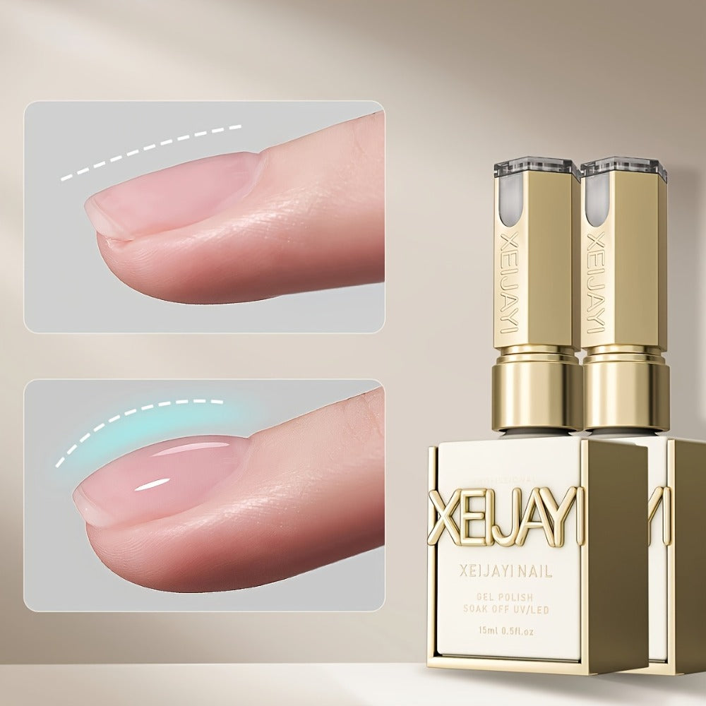 2pcs XEIJAYI 0.51oz Gel for Nail Extension Base Glue, 4-In-1 Leveling Reinforcement Sealing Layer, Alcohol-Free, for Nail Salons, Adult Use