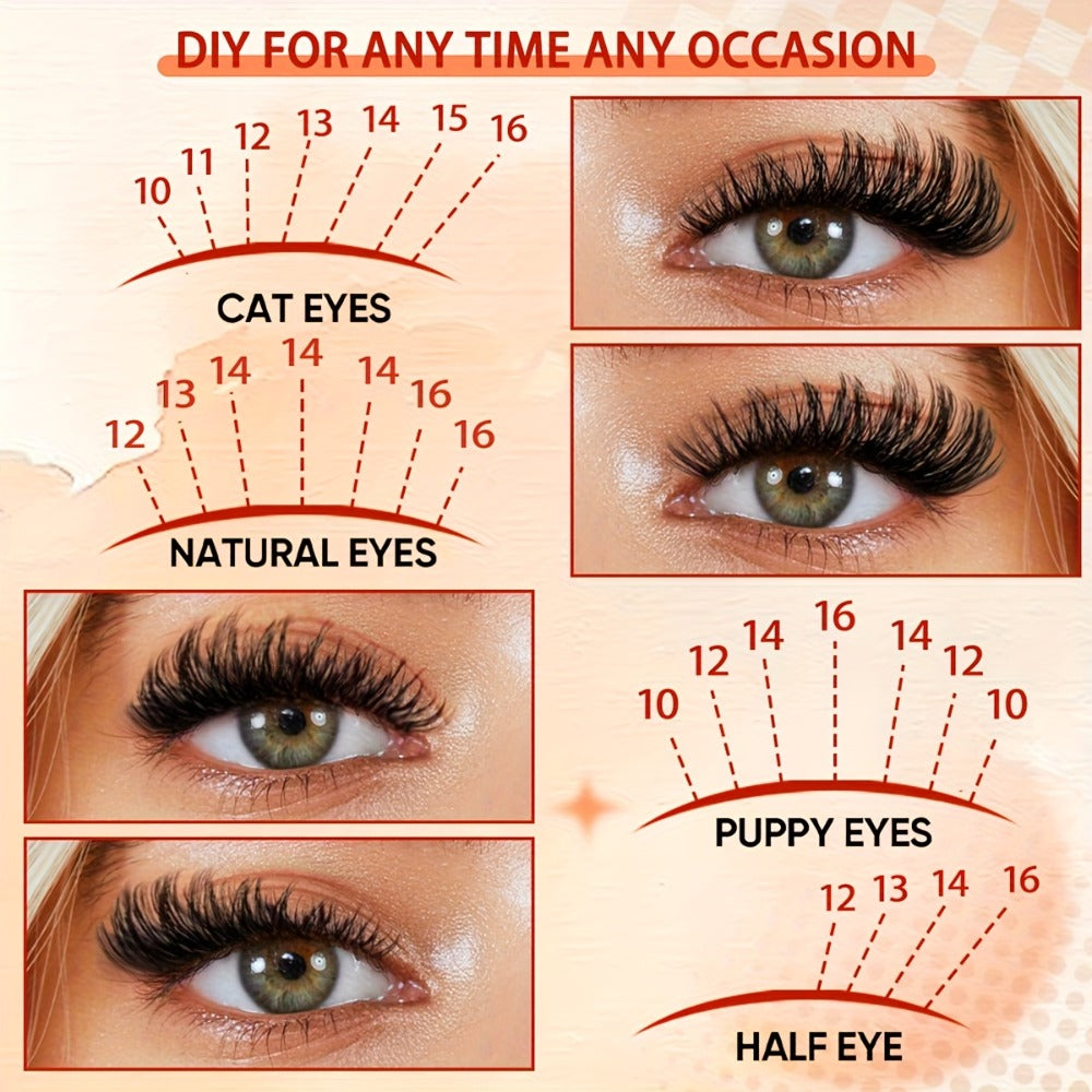 100D/100D Set Volumised Cluster Lashes Single Cluster Lash Extensions Soft & Reusable DIY Cluster Lash Extension Kit Packaging Random