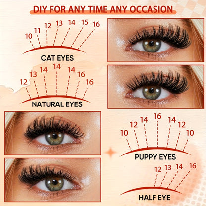 100D Cluster Lash Extensions DIY Kit Volumised Single Cluster Lashes Soft Reusable Individual Lash Extension Set for Full Thick Dramatic Lash Look Thick Style