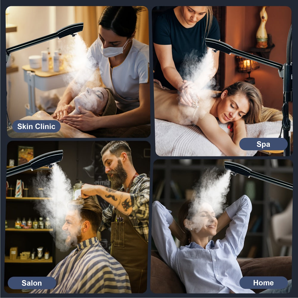 Professional Facial Steamer, 2-In-1 Ozone Facial Steamer on Wheels with 3X Magnifying Lamp, Time Preset Function Design for Face Sauna Spa Personal Care Use at Home, Valentine'S Gifts, Valentine'S Day Gift for Her