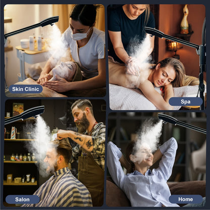 Professional Facial Steamer 2-in-1 Ozone — Wheeled Spa Steamer with 3X Magnifying Lamp, Timer Preset, Home Face Sauna & Skin Care Beauty Device
