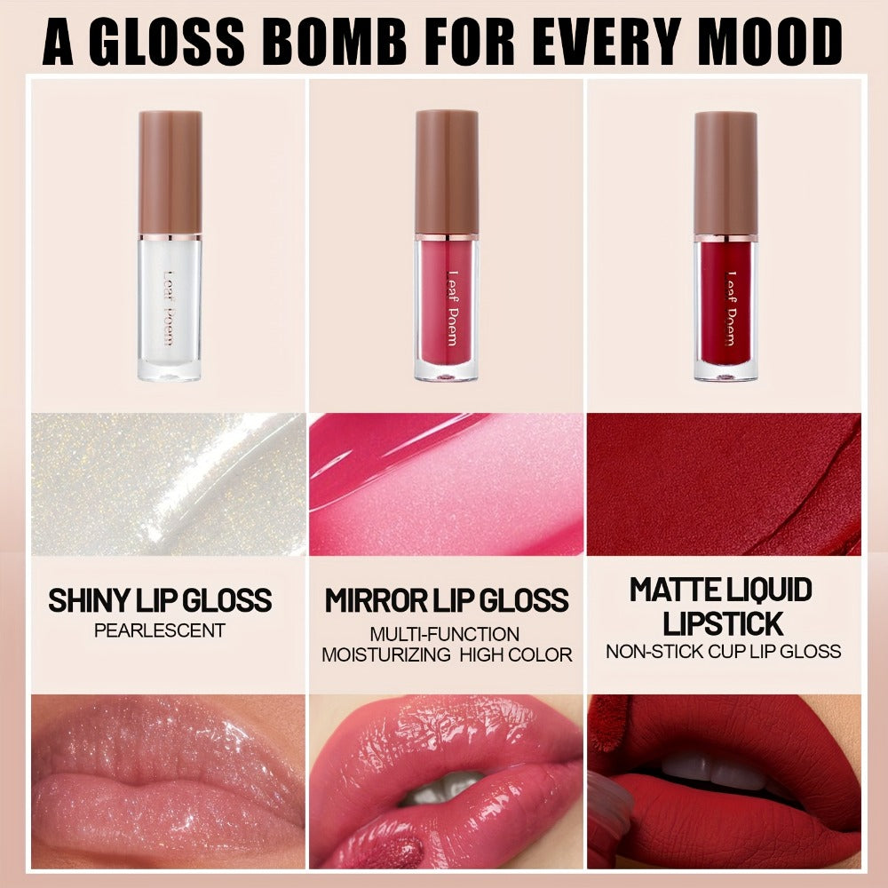Matte Lip Gloss Set 12pcs Velvet Mirror Finish - Long-Lasting Waterproof Lipstick Lip Gloss with Smooth Paste Formula - High Pigment Multi-Shade Lip Makeup Set for Women - Perfect Gift Set