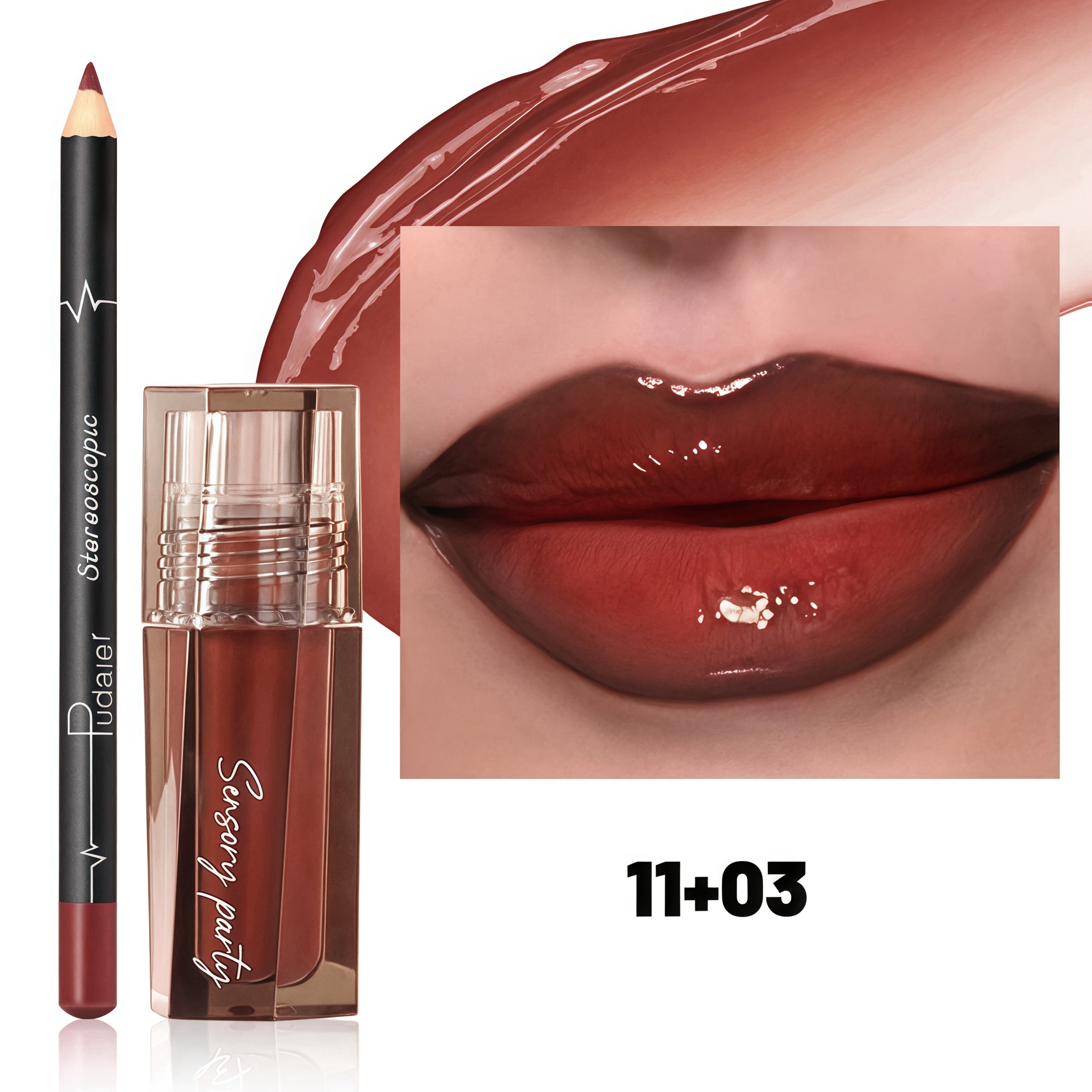 Hydrating Lip Gloss & Lip Liner Set - Define Your Lips with 3D Precision, Achieve Dewy Look for Any Occasion, Perfectly Versatile for Every Makeup Style! Christmas gifts, Christmas presents for Mom/Partner