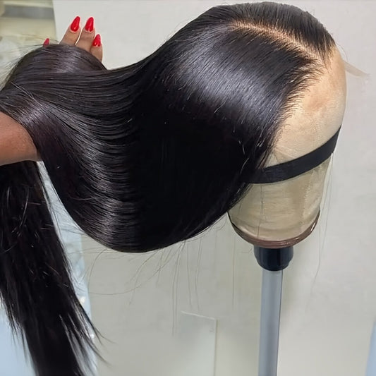 200% Density 13x4 HD Lace Front Wig | 98%+ Brazilian Human Hair Straight Wig with Pre-Plucked Edges & Baby Hair, Natural Look Ear-to-Ear Swiss Lace Closure | Versatile Hairpiece | Realistic Hairline Wig | Natural Color | Brand: SAMRABEAUTY