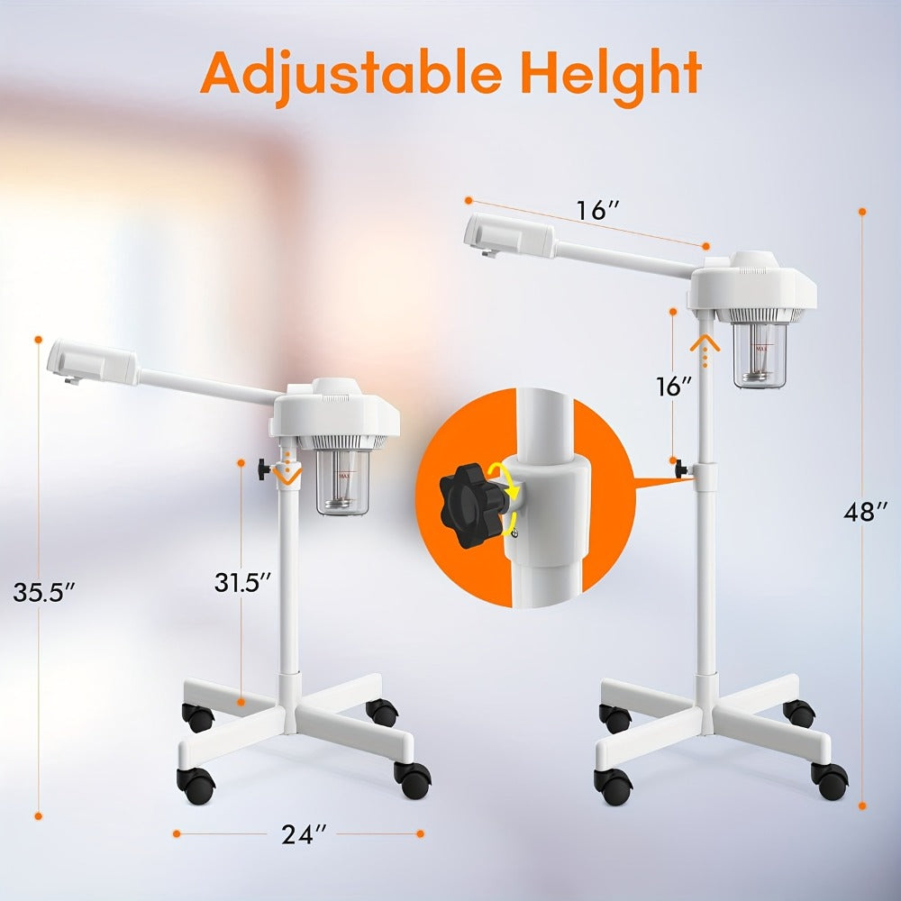 Professional Spa Ozone - Stand - Facial Steamer On Wheels, for Home And Salon Use,, Facial Steamer with Hot Mist Function Stand Facial Steamer for Personal Home Salon Spa Cleaning