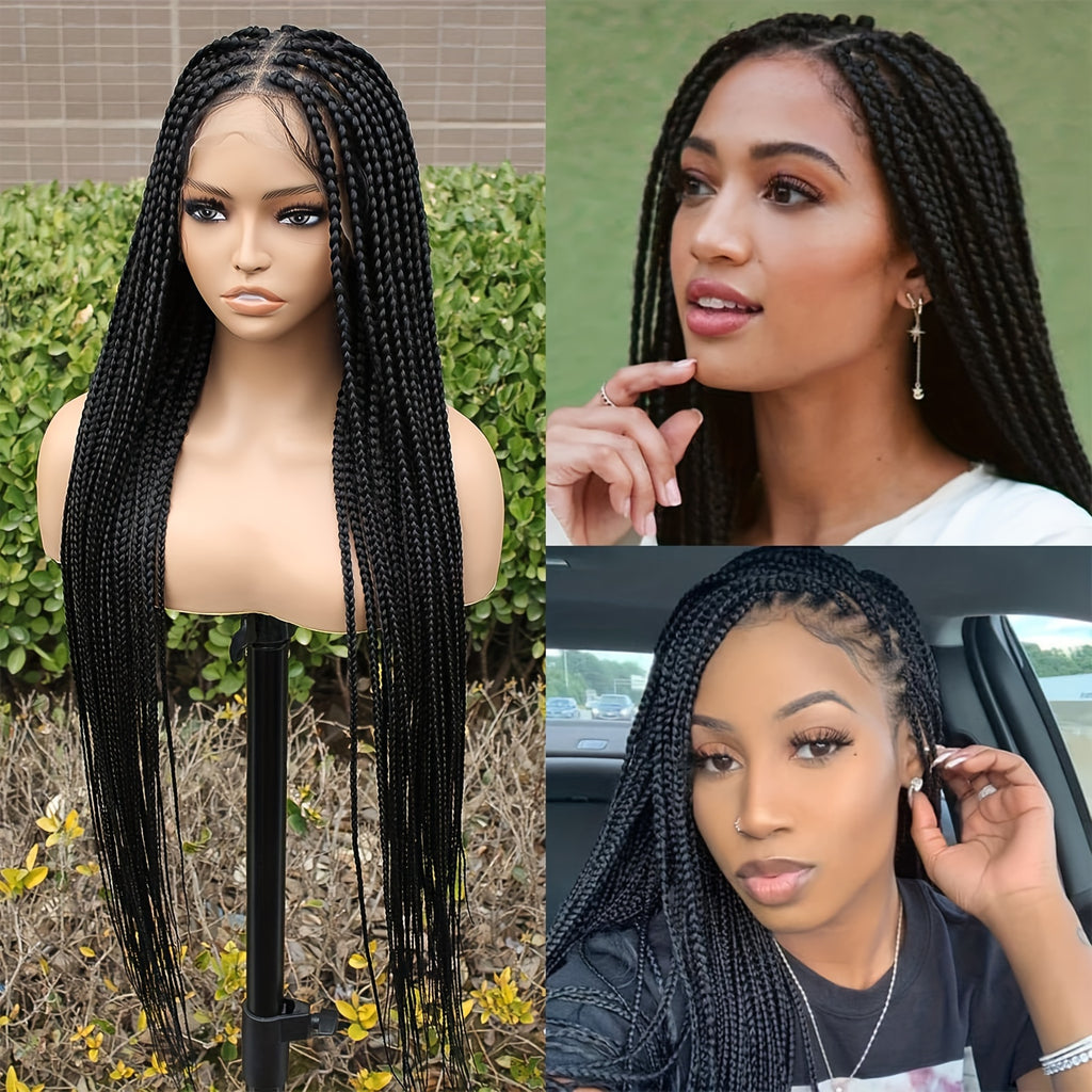 Full Lace Hand-Crafted Lace Front Wig Majestic Extra-Long Tail Curly Braids Lace Frontal Braided Wigs Curly Braids Wig with for Women
