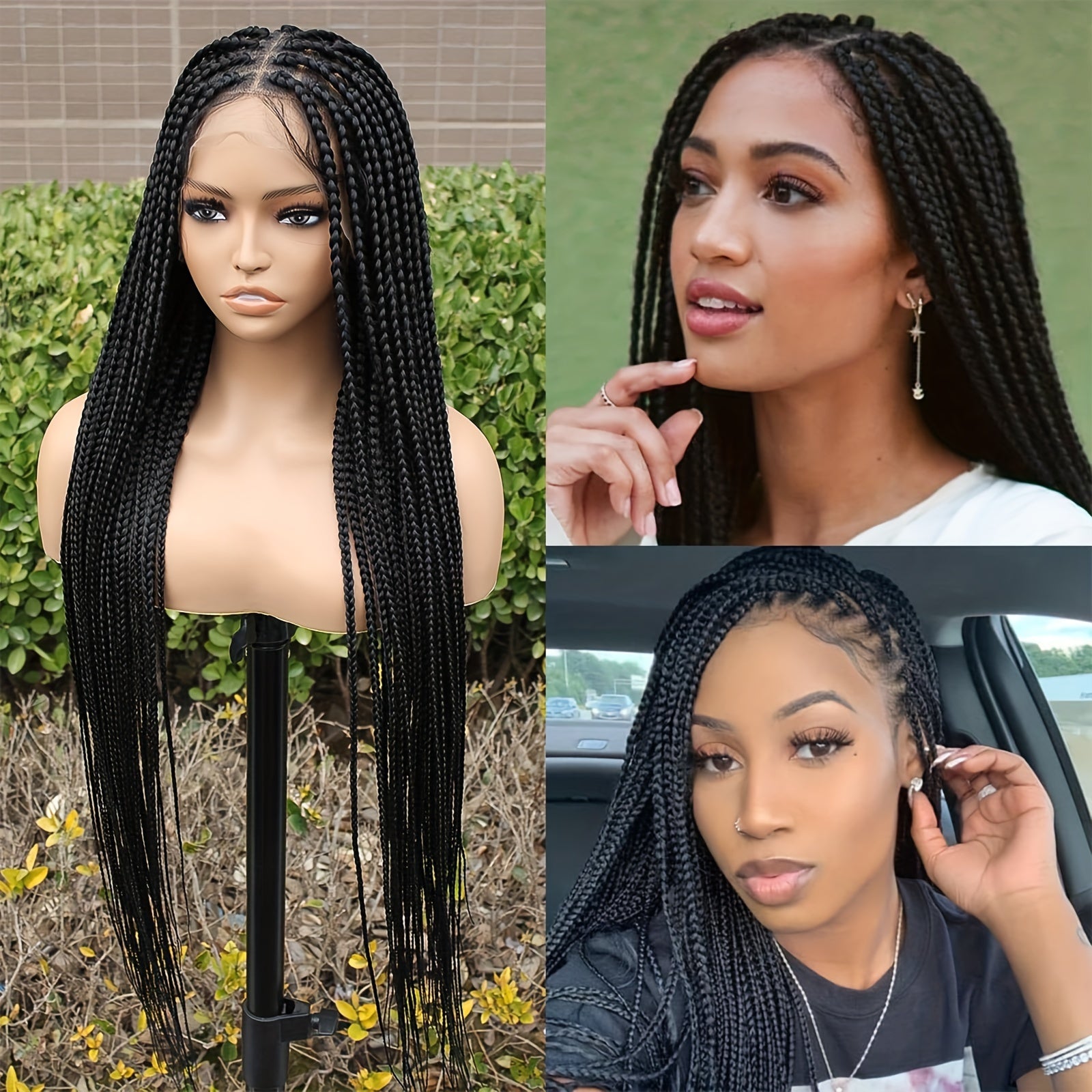 Full Lace Hand-Crafted Lace Front Wig Majestic Extra-Long Tail Curly Braids Lace Frontal Braided Wigs Curly Braids Wig with for Women