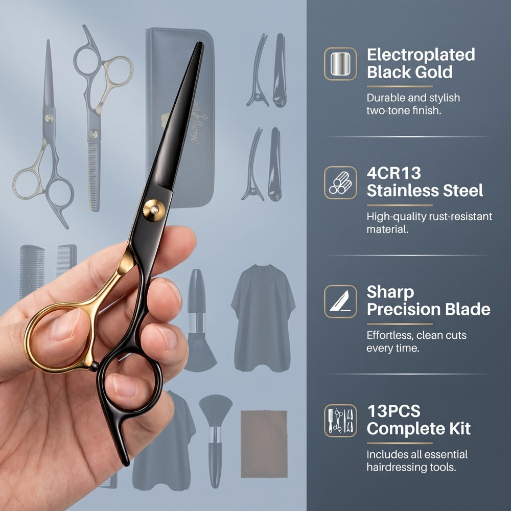13 PCS Hair Cutting Scissors Kit, Professional Barber Shears Set With Hair Scissors Thinning Shears, Hair Cutting Shears Hair Cut Blending Salon Scissor For Men Women