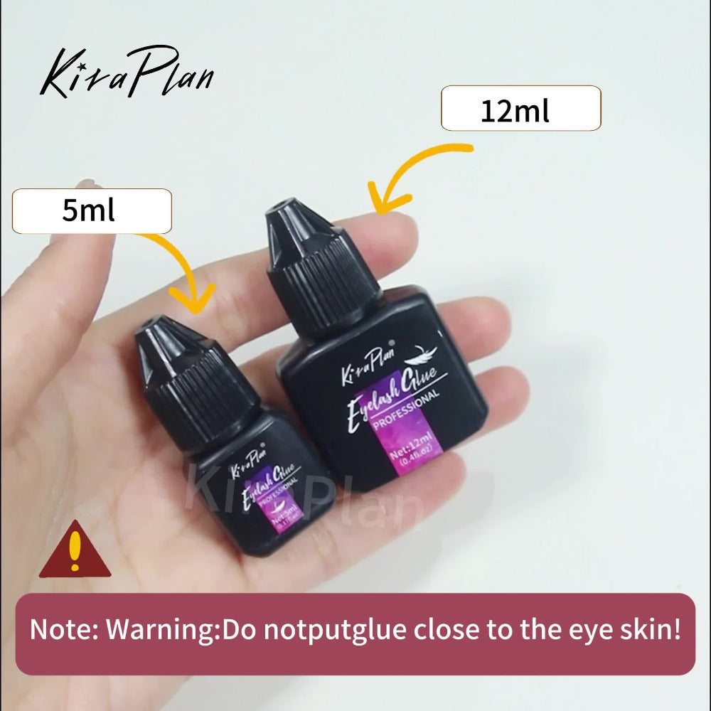 0.17oz/0.41oz Low-Allergy Eyelash Glue Suitable for Beginners & DIY - Instant Strong Hold Lash Adhesive with Quick-Dry Formula, 6-7 Weeks Retention for Lash Extensions, Suitable for Home Use & Cluster Lash Application