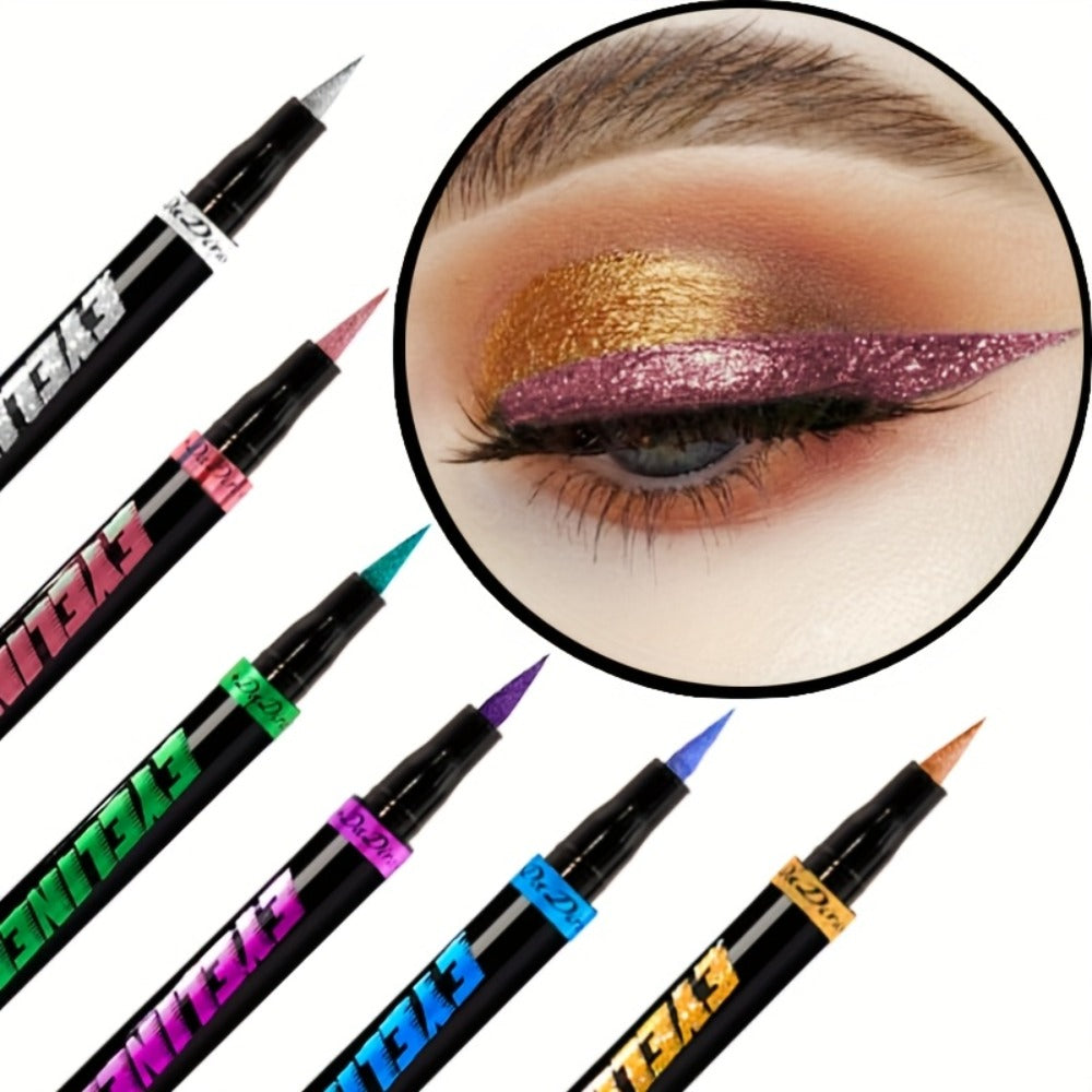 Colored Eyeliner Set 6pcs Waterproof Anti-Smudge Long-Lasting Eye Liner Pencil Multi-Color Makeup Kit for Women Holiday Gift Valentine Christmas