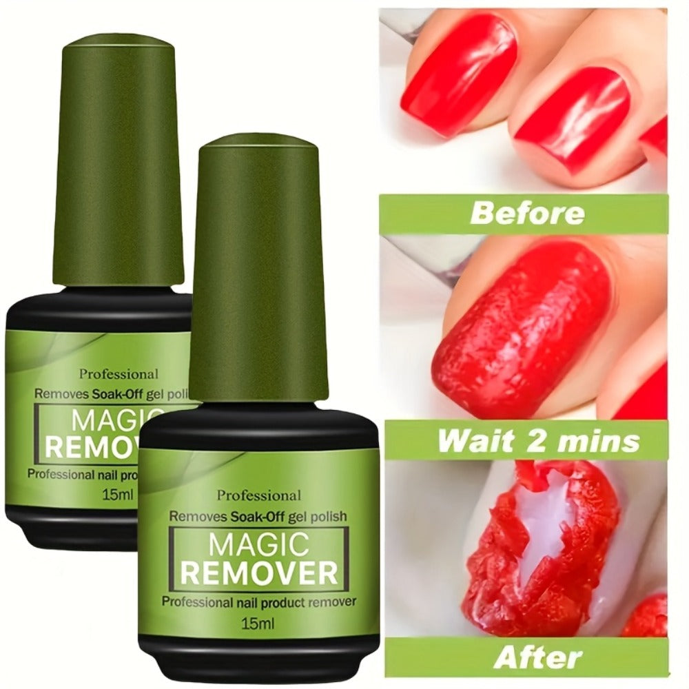 Gel Nail Polish Remover 3pcs Soak Off Quick Removal in 2-3 Minutes for Gel Nails Nail Glue Acrylic Nails Home DIY & Salon Use Easy Nail Polish Remover Kit