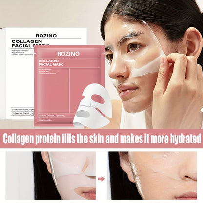 Collagen Sheet Mask Set 10pcs — Bio-Collagen Hydrogel Face Mask with Aloe Vera, Intense Hydration for Dewy Glowing Skin, Alcohol-Free Hypoallergenic, 25ml Each