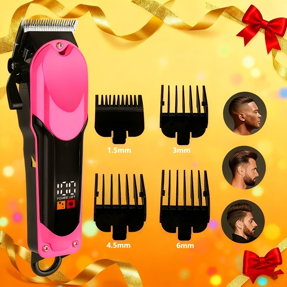 Professional Hair Clipper Set for Men - Adjustable Alloy Blade USB Rechargeable Cordless Trimmer for Home, Salon & Travel, Gift for Husband Boyfriend Father