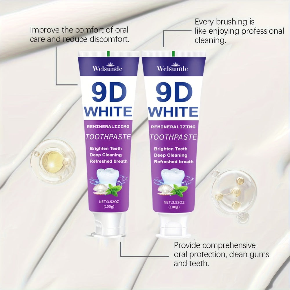 2pcs Teeth Purple Toothpaste for Deep Cleaning And Brighter Smile - Hydroxyapatite European Formula, Quickly Freshens Breath, Mint Flavor, Gentle on Gums, Travel-Size 100G/3.52Oz X 2, Ideal Oral Hygiene Gift for Women And Men - Local Warehouse