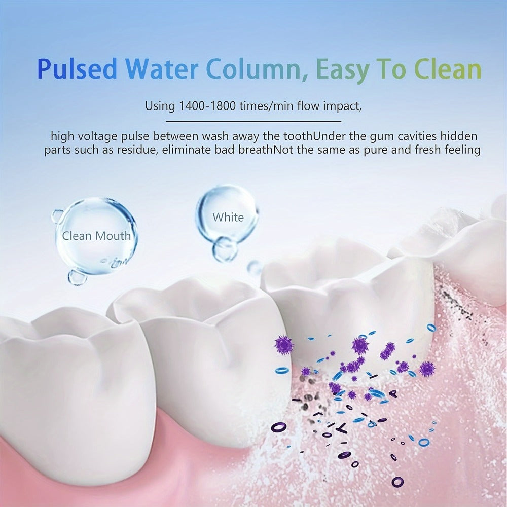 Smart Electric Water Flosser with Precision Pressure Control, 360° Rotating Nozzle - Deep Clean for Teeth & Gums, Replaceable Heads, USB Rechargeable Oral Irrigator for Home & Travel