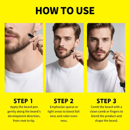 Beard Pen Kit with Hair Brush - Waterproof Long-Lasting Beard Pencil Filler for Fuller Beard | Men's Grooming Tool | Black & Dark Brown | 1pc or 2pcs