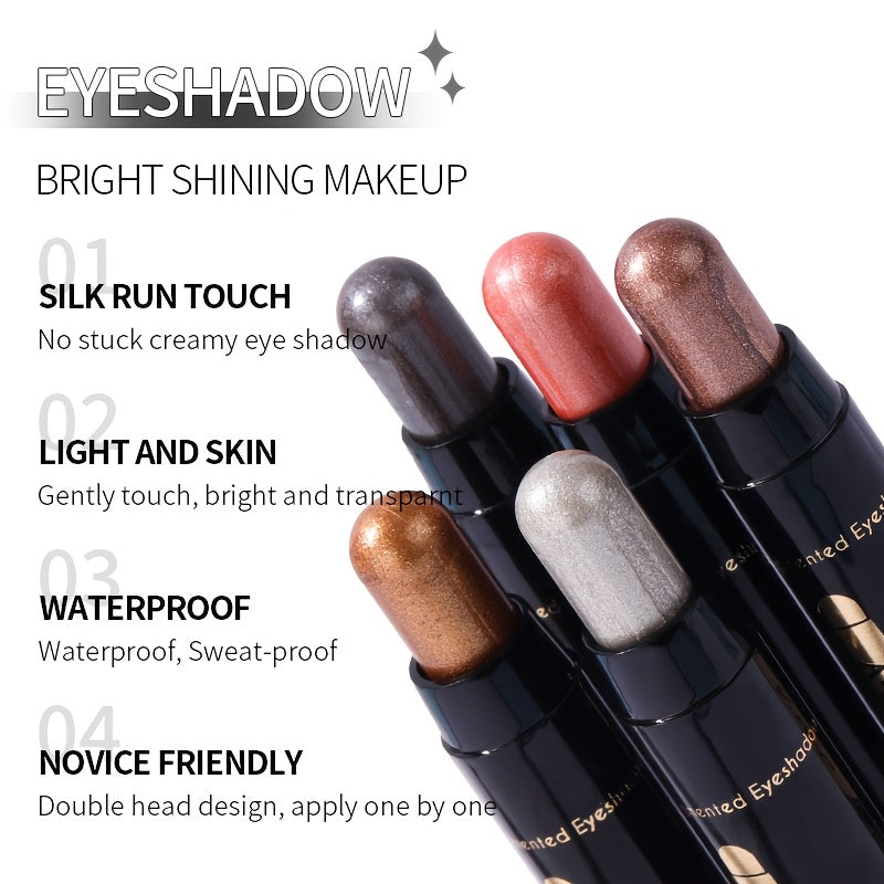 6-Color Multifunctional Eyeshadow Pencil Set | Waterproof Metallic and Matte Eyeshadow Sticks, Multicolor Highlight Eyeliner, Long-Lasting High Glitter and Neutral Brown Crayons | Ideal for Christmas, Anniversary, Black Friday Gifts