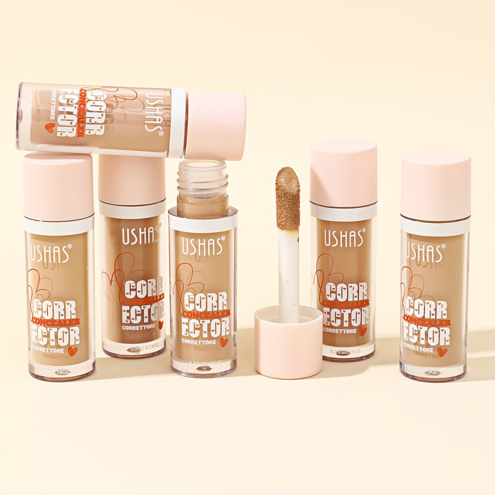 USHAS Liquid Concealer - 12 Shade Range, Full-Coverage Waterproof & Buildable Coverage, Self-Applying Applicator Brush Tip, Long-Lasting Non-Cakey Formula for Sensitive/Combination/Oily Beige - Instantly Cover Dark Circles,, Blemishes