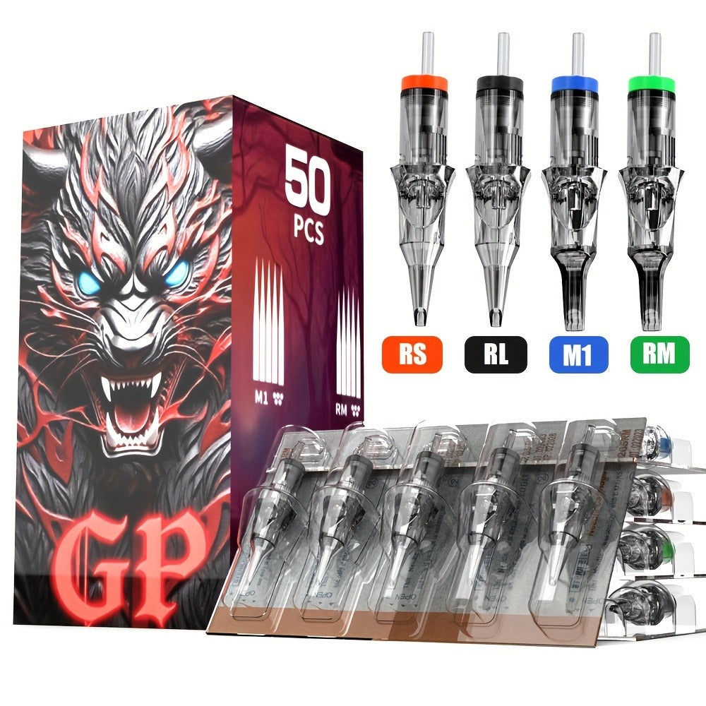 GOLDPLUME Tattoo Kit/50pcs Tattoo Needles Sold Separately, Tattoo Gun Kit Complete Set, Cordless Tattoo Gun with 1500Mah Power Supply, 10 Tattoo Needles, 7 Bottles of Tattoo Ink And Other Tattoo Supplies, Christmas Gift for Beginners And Masters