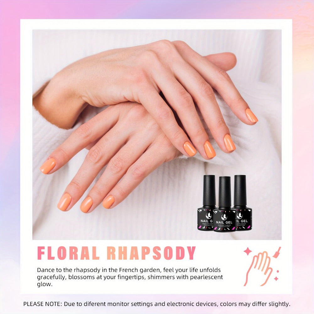 Gel Nail Polish Set 32 Colors Nude Gray Pink Blue Floral Rhapsody Series Pastel Paint Can Be Soaked UV Four Seasons Manicure Starter Set Women's Gift