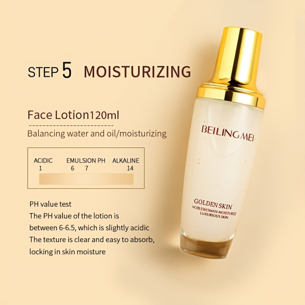 9pcs Golden Luxury Skincare Set, Contains Niacinamide & Collagen for Moisturizing & Firming Face, Choice for Women's Daily Facial Care Premium Gift Kit, Birthday, Holiday Gifts