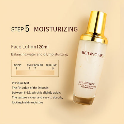 Skincare Gift Set 9pcs — Golden Luxury Kit with Niacinamide, Collagen & Hyaluronic Acid | Moisturizing & Firming Daily Facial Care for Women | Premium Birthday & Holiday Gift