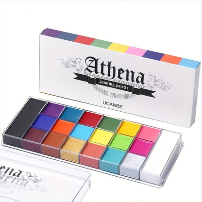 Face Body Paint Palette 20 Colors Oil-Based - Halloween SFX Makeup Kit Black White Flash Tattoo Cosplay Festival Stage Artist Full Size 168g