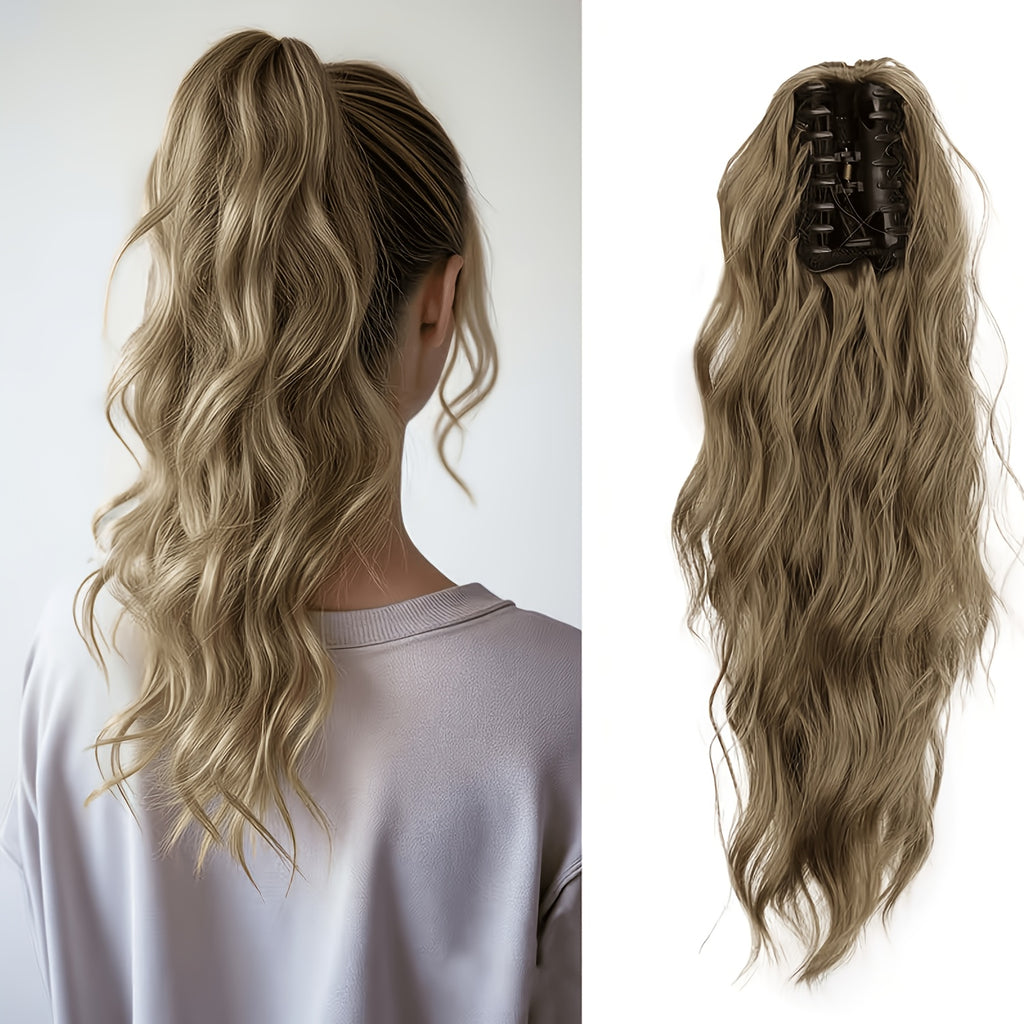 Heat-Resistant Synthetic Curly Water Wave Ponytail Wig for Women - Voluminous Multi-Color Options, Secure Clips for Daily Wear & Festive Occasions, Curly Hair Wig, Versatile Hairpiece, Stylish Hairpiece, Durable Construction, Fashion Accessory
