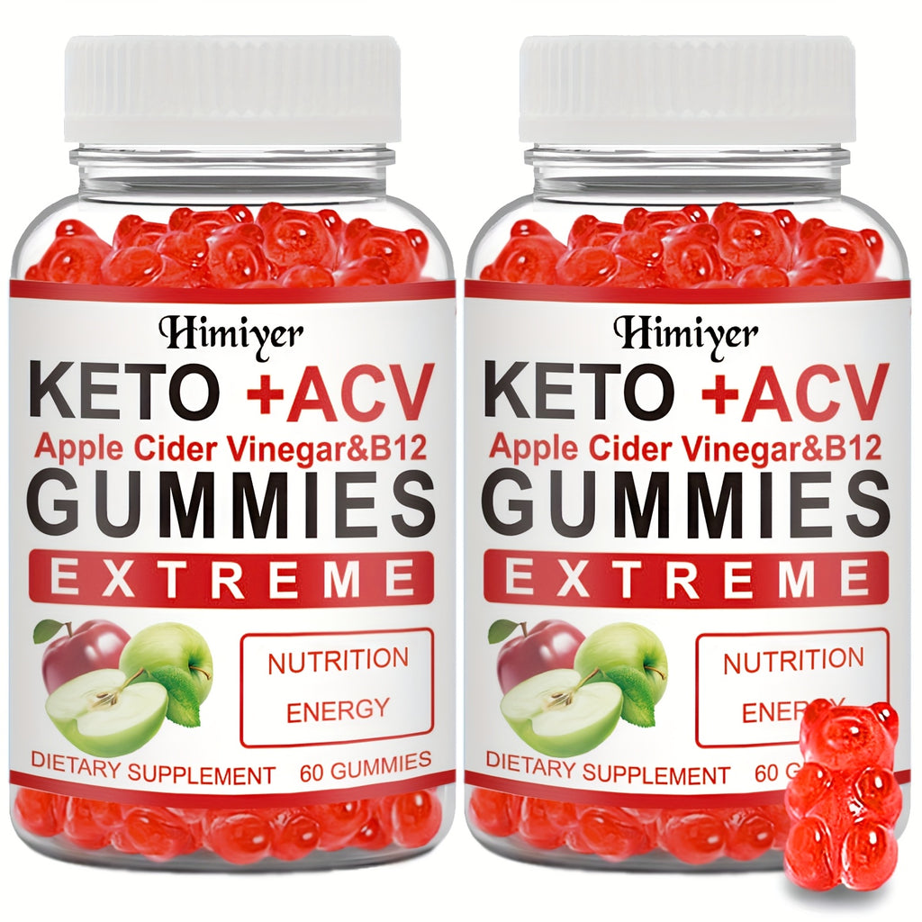 2 Bottles Of 120 Capsules - Keto ACV Apple Cider Vinegar & B12 Apple Cider Vinegar, Added Pomegranate Beet Juice Powder B12 Vegetarian Gummies - One In The Morning And Evening Can Last for Two Months