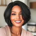 Nicelatus Short Black Wig Short Hairstyles Synthetic Body Wavy Wigs for Women Short Hair Wigs for Halloween, Christmas Party, Music Festival