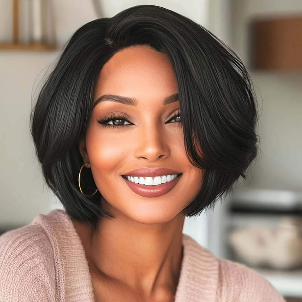 Nicelatus Short Black Wig Short Hairstyles Synthetic Body Wavy Wigs for Women Short Hair Wigs for Halloween, Christmas Party, Music Festival