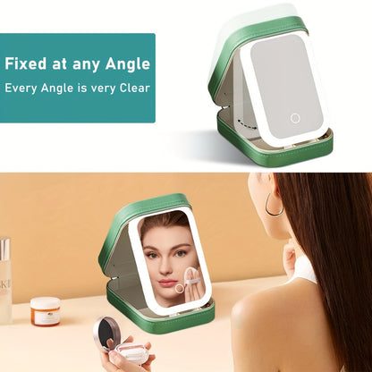 Travel Makeup Case with LED Mirror Cosmetic Bag Organizer - Portable Lighted Makeup Mirror 1200mAh Rechargeable USB Makeup Train Case for Women Girls Gift