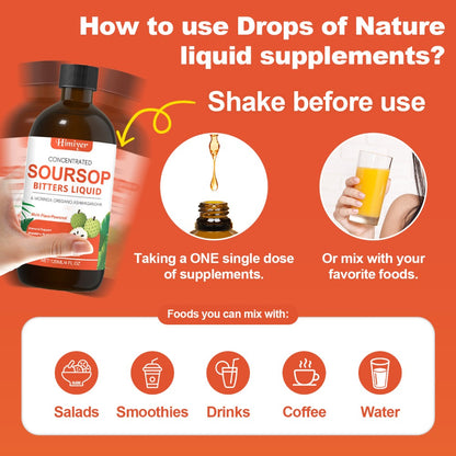 Soursop Bitters Liquid Herbal Supplement – Gut Health Support with Moringa, Oregano & Ashwagandha | Sugar-Free Vegan Formula for Sensitive Stomachs & Vitality | ShopVora UK