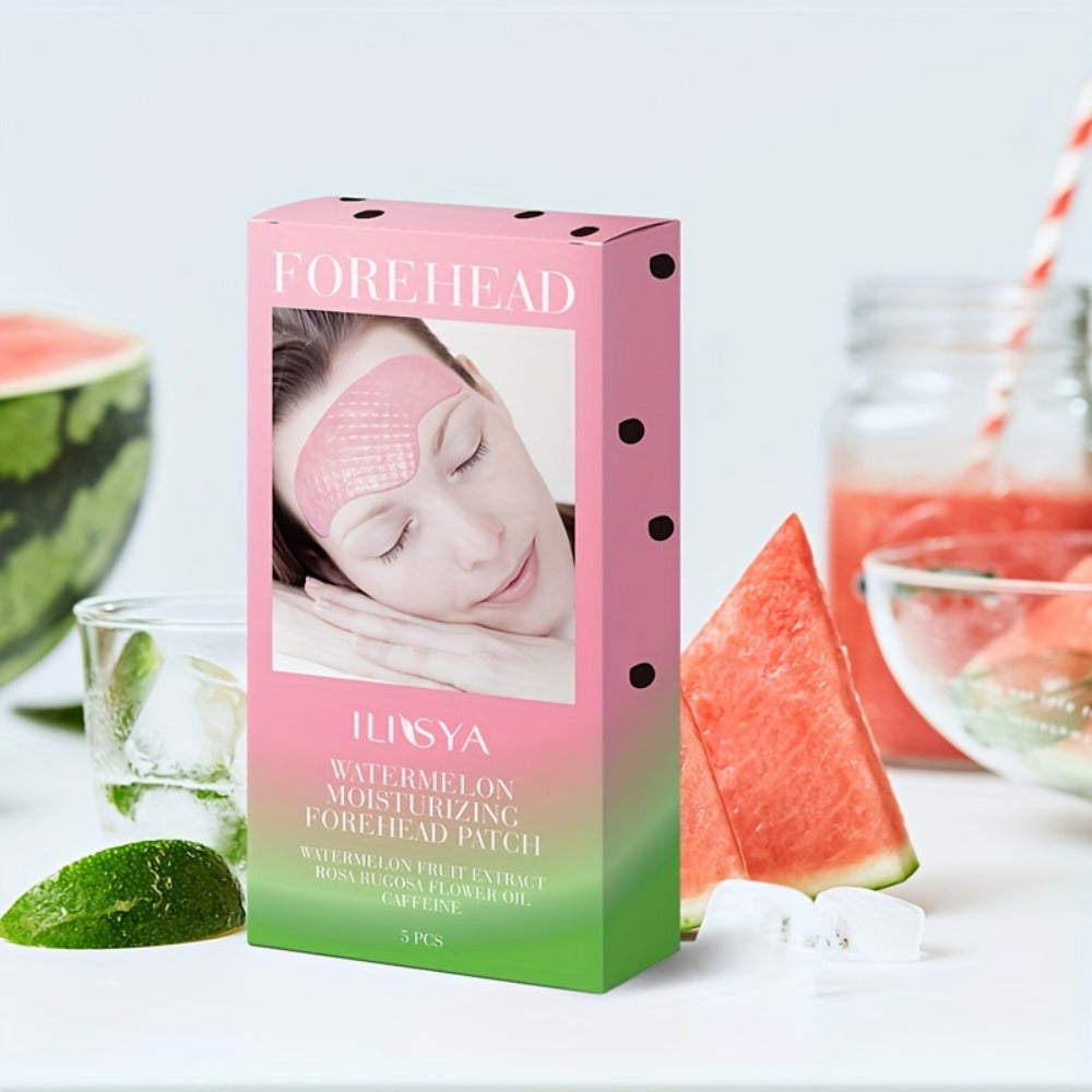 ILISYA 3 Boxes Watermelon Forehead Patches, Containing Caffeine, Collagen and Niacinamide, Variety of Plant Extracts, Moisturizing and Nourishing, Ultra-hydrating, Help Skin Looks More Tender, Daily Facial Skin Care