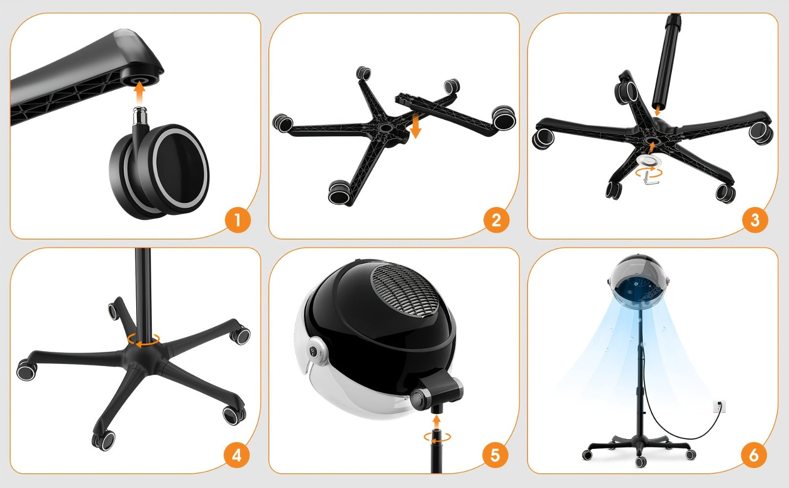 Standing Hair Dryer 1875W Professional Ionic Hooded Hair Dryer