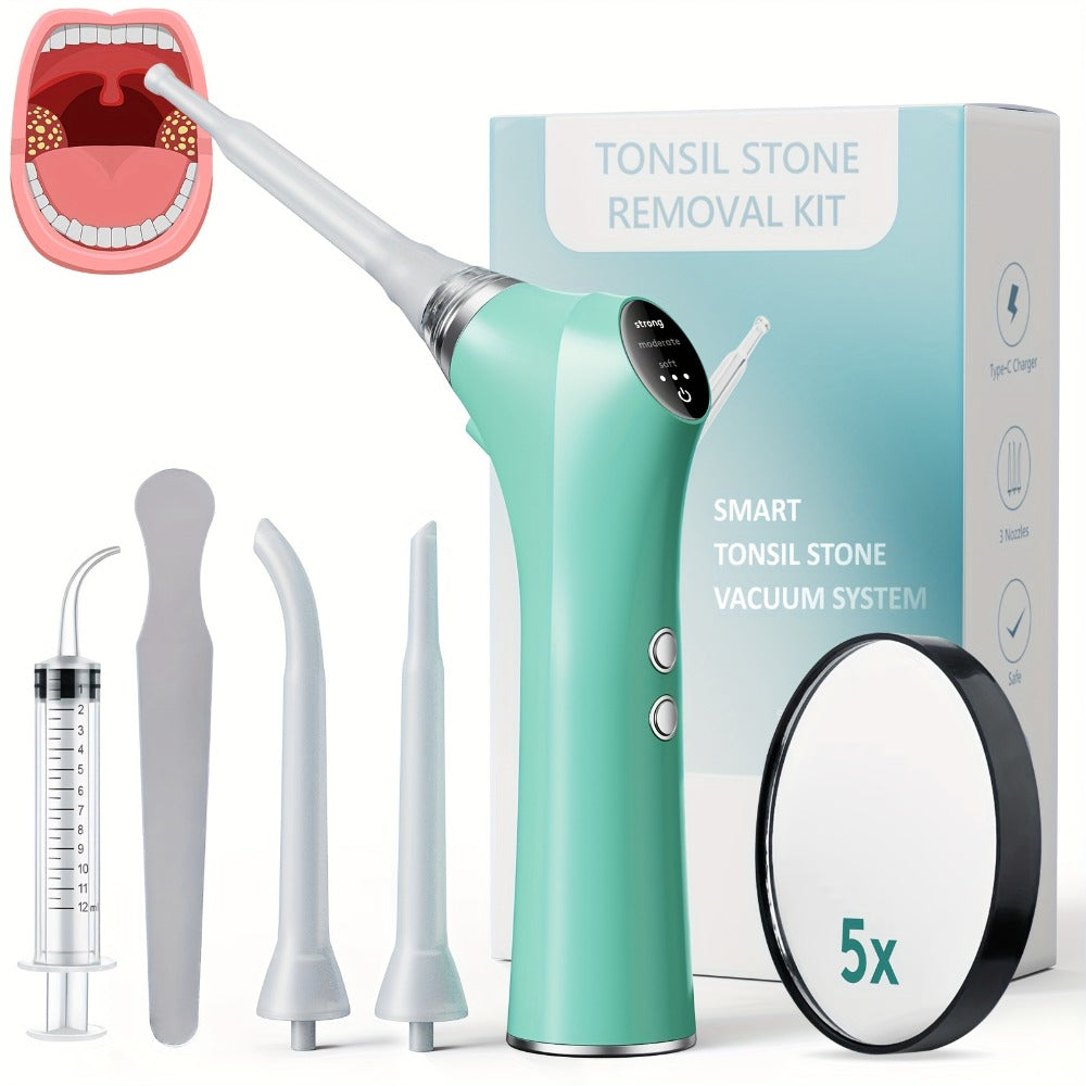 Electronic Vacuum Tonsil Stone Remover - Tonsil Stone Removal Kit with Built-In LED Light & 3 Suction Mode - Fight Oral Irrigator & 5X Magnifying Mirror for Tonsil Stone Removal, Local Warehouse, Christmas Gifts