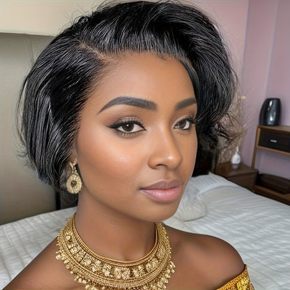 Body Wave Bob Wig Human Hair 4x1 Lace Frontal Glueless Pre Cut 6 Inch Highlight Brown Lace Front Wig for Women Beginner Friendly